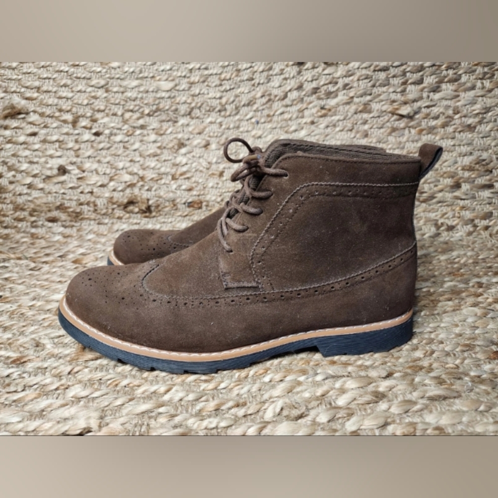 Giraldi Men's Chukka Dark Brown Boots Suede Faux Leather Lace Up Size 12